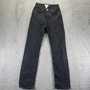 H&M Jeans Womens 2 Black Cotton Denim Straight Leg Travel Workwear Outdoor
